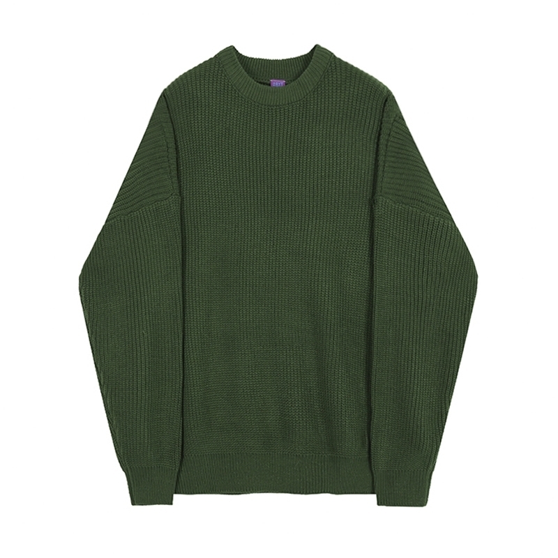 IEFB autumn winter round neck Sweater men's Korean fashion solid color loose basic loose kintwear vintage clothes oversize Y4524 210524