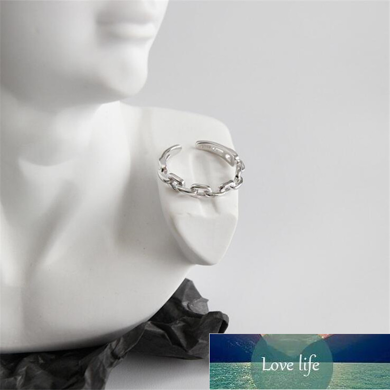 New Fashion Simple Personality Chain Shaped 925 Sterling Silver Not Allergic Hollow Fine Chain Adjustable Opening Rings R173 Factory price expert desi