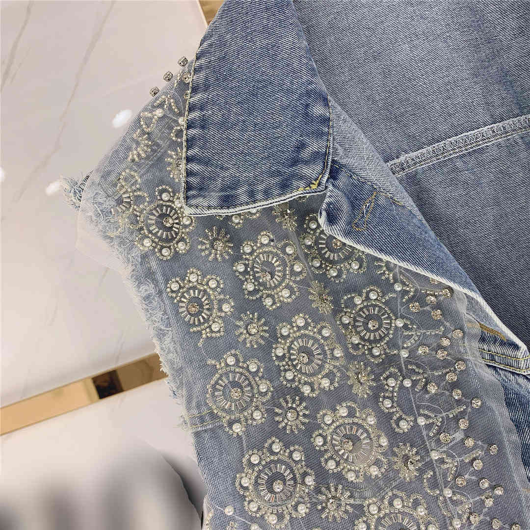 Casual Patchwork Lace Vest Coat For Women Lapel Sleeveless Loose Denim Jackets Female Fashion Clothing 210524