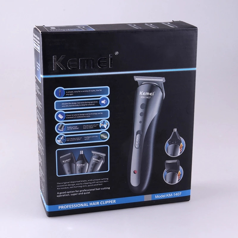 Kemei KM-1407 ALL in 1 Rechargeable Wireless Electric Beard Nose Ear Shaver Hair Clipper Trimmer Tool C260312