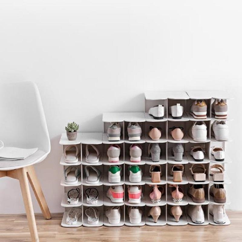 Layer Shoe Holder Plastic Box Home Transparent Foldable Storage Shelf Save Space Organizer Rack Clothing & Wardrobe