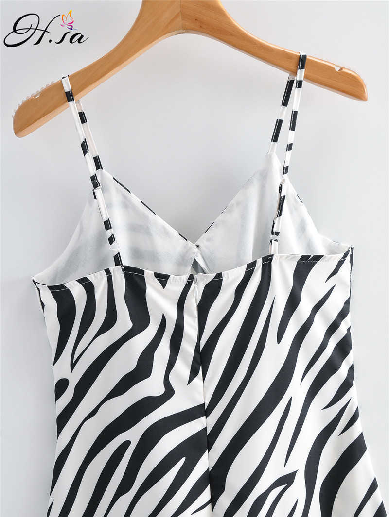 H.SA Women Vintage Zebra Dress Striped Print Loose 1-Line OFF Shoulder Strap Ladies Backless Vestido 210716