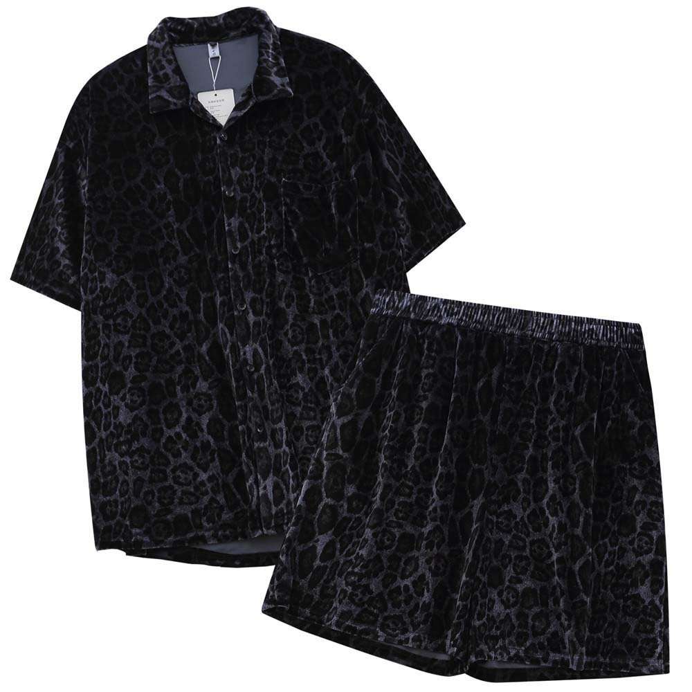 shirts American fashion brand leopard print velvet casual suit men's lazy sexy two piece, Black
shirts American fashion brand leopard print velvet casual suit men's lazy sexy two piece, Black
