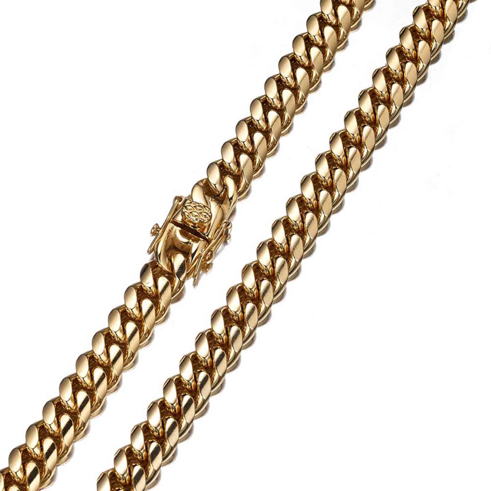6mm 8mm10mm12mm 14mm 16mm 18mm Miami Cuba Gold Faucet Stainls Steel Chain Necklace282s