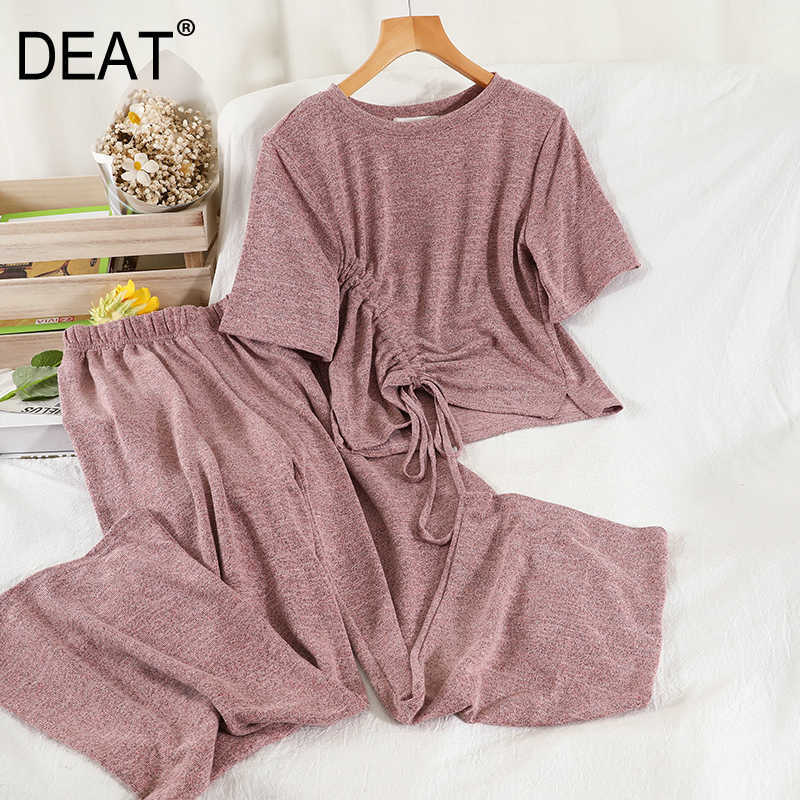 DEAT Women Drawstring Round Neck T-shirt Long Pants Arrivals Two Piece Set Temperament Fashion Spring Summer 11D839 210709, Dark gray
DEAT Women Drawstring Round Neck T-shirt Long Pants Arrivals Two Piece Set Temperament Fashion Spring Summer 11D839 210709, Dark gray