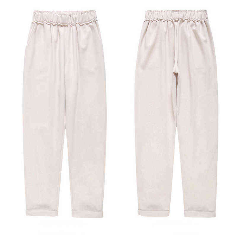 Women Woolen Pants Autumn Winter Casual Solid Elastic Waist Harem pants full length Trousers S-XXL 211115