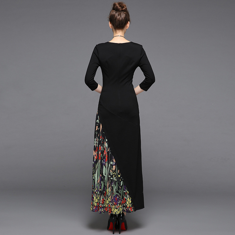 VKBN Summer Dress Patchwork Printing Irregular Dresses Woman V-Neck Party Dress Elegant Vestidos De Fiesta 210507