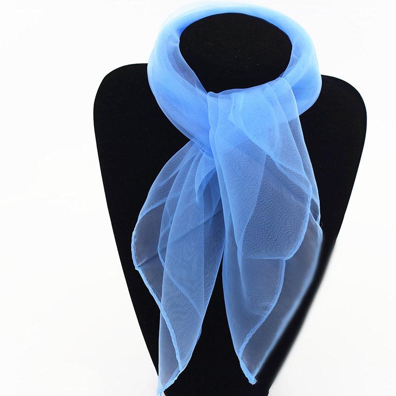 60*60cm Silk Scarf Small Square Scarves Bandana Solid Color Dance Show Props Candy Color Head Wraps Women Kids