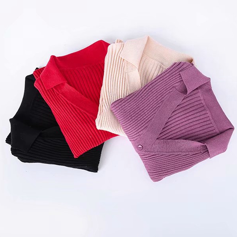 Fall Winter tops knitted sweater women vintage buttons black cardigan cropped korean streetwear 210521