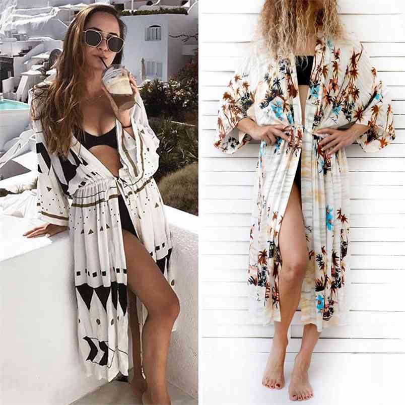 Floral Cover Up Kimono Beachwear Tunic Bathing Suit Cardigan High Split Swim Dress Summer Holiday Swimwear Bohemian Skirt 210604, Style 2
Floral Cover Up Kimono Beachwear Tunic Bathing Suit Cardigan High Split Swim Dress Summer Holiday Swimwear Bohemian Skirt 210604, Style 2