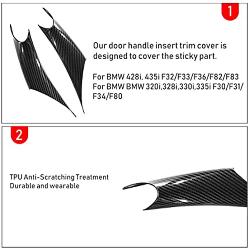 Carbon Fiber Door Handle Cover Driver Side Passenger Side Doors Pull Handles Covers For BMW 3 4 Series 320i 328i 330i 335i F30 F31 428i 435i F32 F36 P