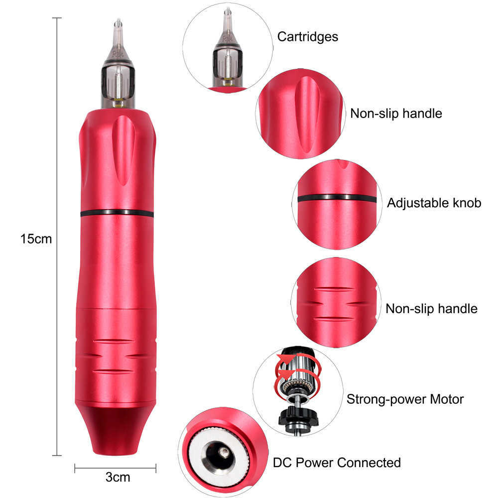 Professional Tattoo Machine Kit Complete Rotary Pen Set Cartridge Needles For Permanent Makeup Eyebrow Body Artist 210622