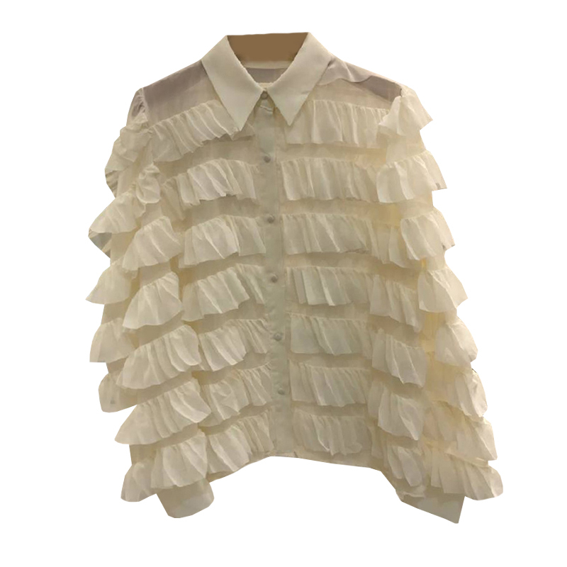 Nomikuma Women Blouse Spring Sweet Layered Ruffle Shirt Fashion New Elegant Long Sleeve Blusas Feminimo Tops 6D865 210427