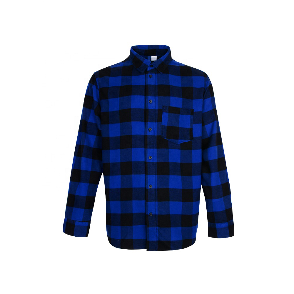 Custom Yarn-dyed Long Sleeve Button Shirt Blue Black Plaid Flannel Cotton Warm Skin-friendly, Color 1 
Custom Yarn-dyed Long Sleeve Button Shirt Blue Black Plaid Flannel Cotton Warm Skin-friendly, Color 1