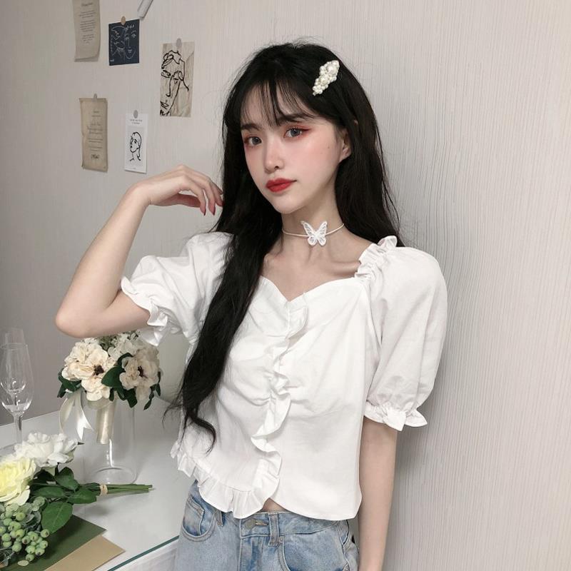 Women's Blouses & Shirts 2021 Summer French Style Niche Design Feeling Flounces Slim Thin Net Red Short Sleeve Shirt Clothing
Women's Blouses & Shirts 2021 Summer French Style Niche Design Feeling Flounces Slim Thin Net Red Short Sleeve Shirt Clothing