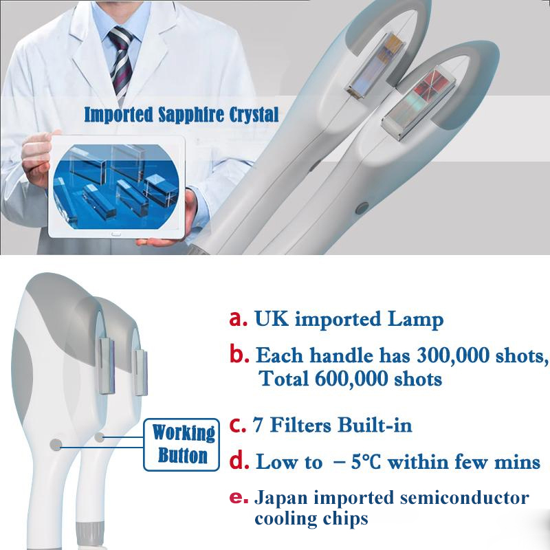 IPL hair removal machine elight skin rejuvenation equipment opt pigmentation treatment epilator rf e light breast lifting device 2 Handles 600000shots
