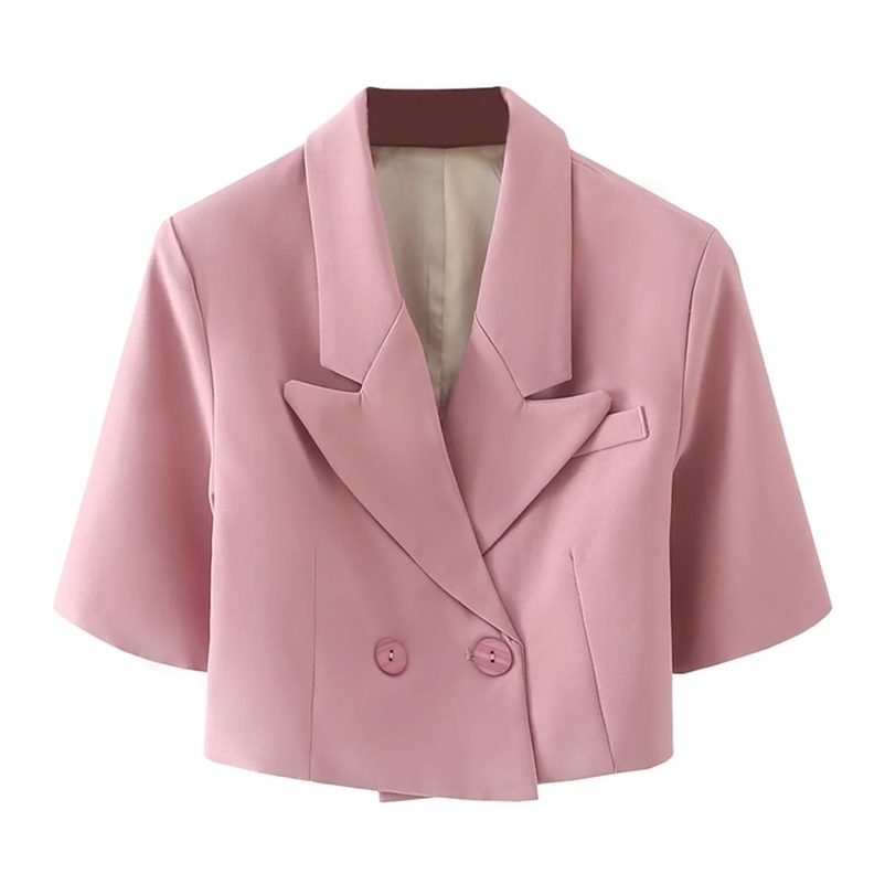 Spring Summer women Short blazer sleeve double breasted turn down collar coat Fashion outwear jacket 210524, Pink
Spring Summer women Short blazer sleeve double breasted turn down collar coat Fashion outwear jacket 210524, Pink