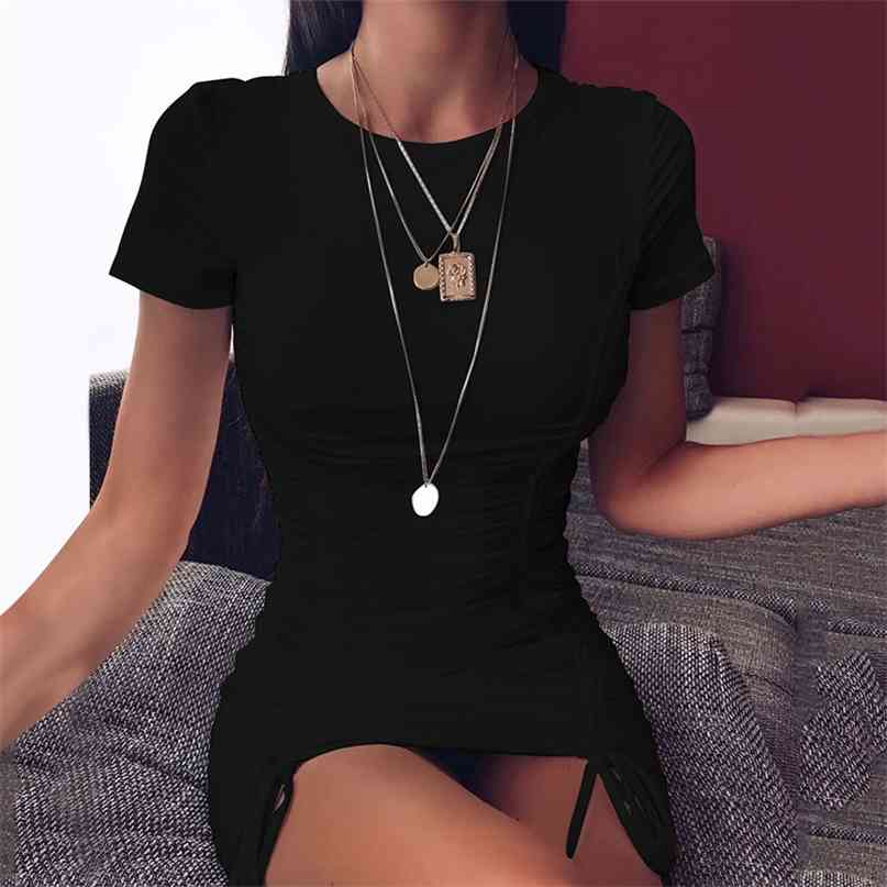 White Ruched Pleated Bodycon Dress Women Drawstring Short Sleeve Mini Party Solid Basic Skinny Casual 210607, Black
White Ruched Pleated Bodycon Dress Women Drawstring Short Sleeve Mini Party Solid Basic Skinny Casual 210607, Black