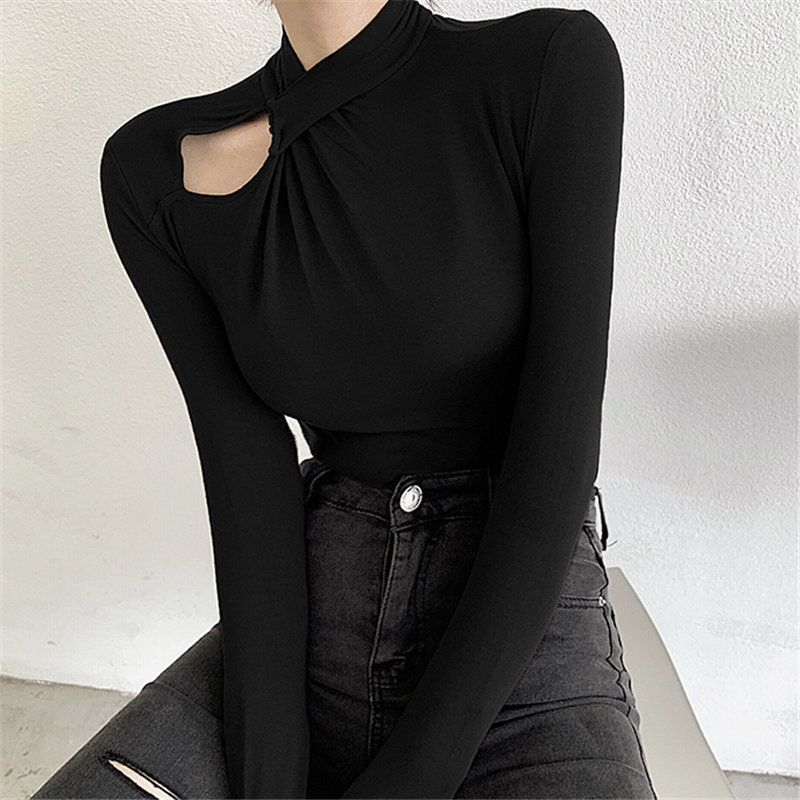 Large Size Casual Basic Korea Brief Minimalist Female Tops Fashion Women Arrival Shirt Solid Warm T-shirt 210421