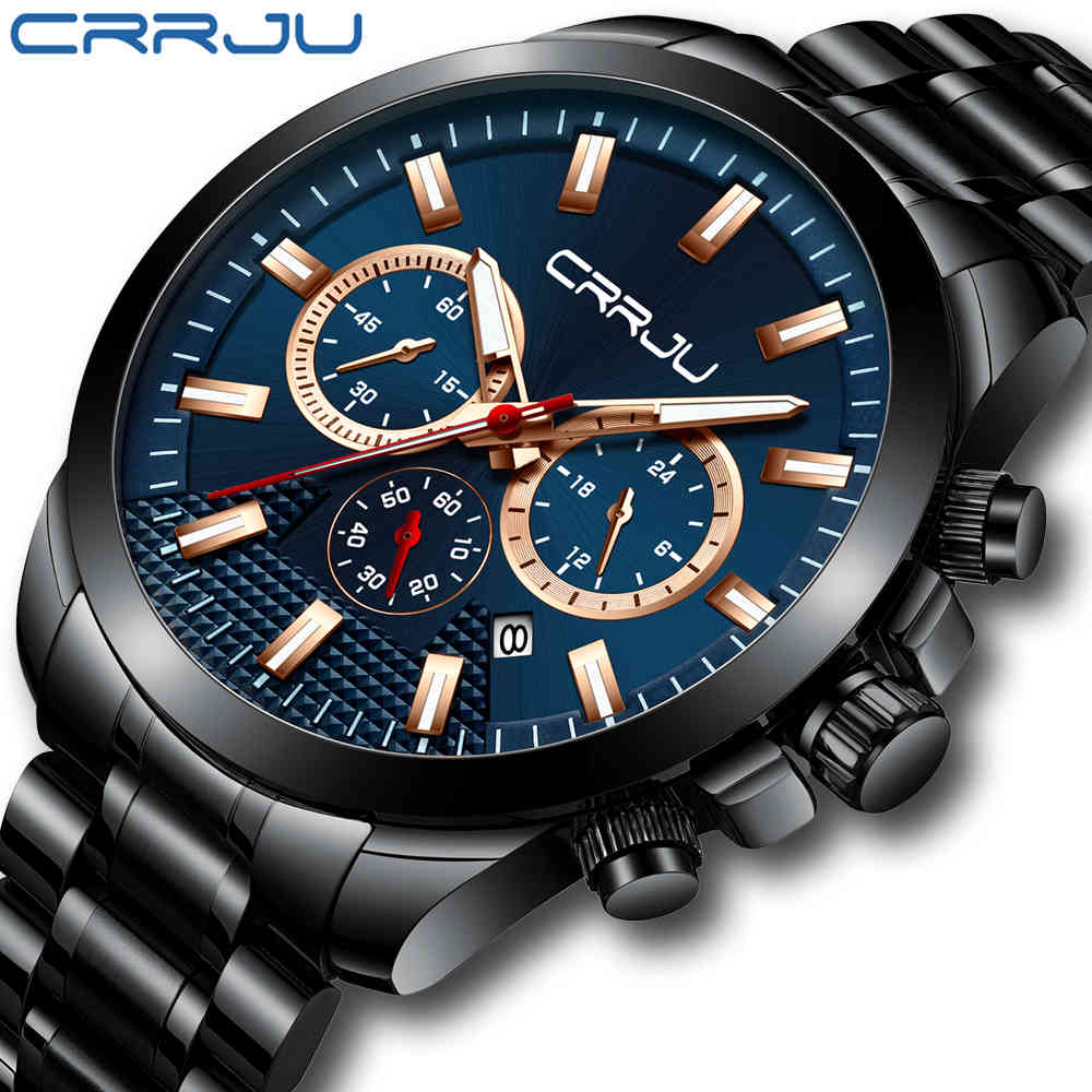 Relogio Masculino CRRJU Classic Business Chronograph Mens Watches Fashion Big Dial Full Steel Waterproof Quartz Wristwatch 210517, Black black rose
Relogio Masculino CRRJU Classic Business Chronograph Mens Watches Fashion Big Dial Full Steel Waterproof Quartz Wristwatch 210517, Black black rose