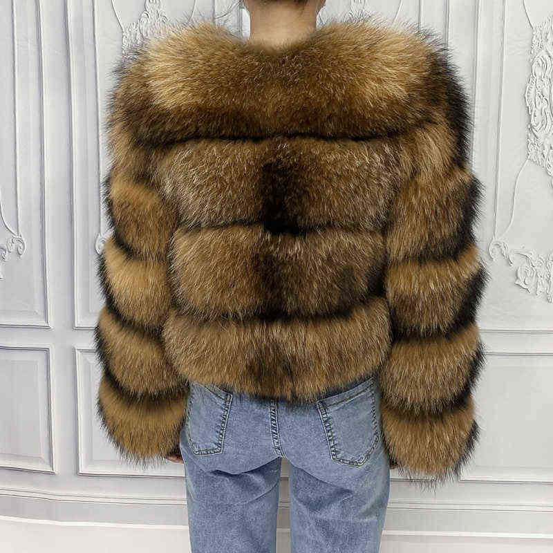 Real Natural Raccoon Jacket Women's Fashion Vest Fur Coat Sleeves Detachable 220112