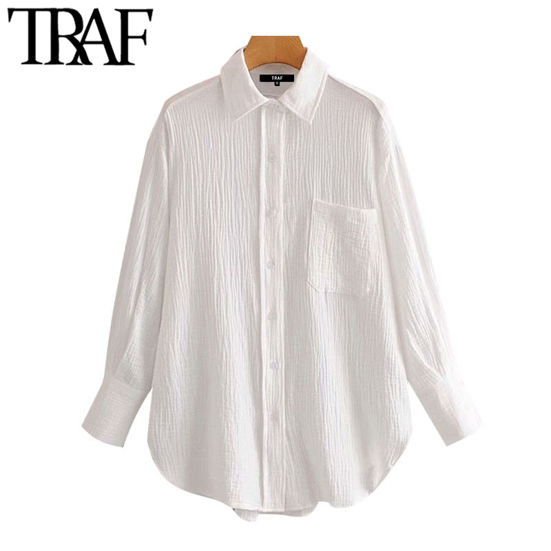 TRAF Women Chic Fashion Office Wear Pockets Loose Blouses Vintage Lapel Collar Long Sleeve Female Shirts Chic Tops, As picture
TRAF Women Chic Fashion Office Wear Pockets Loose Blouses Vintage Lapel Collar Long Sleeve Female Shirts Chic Tops, As picture