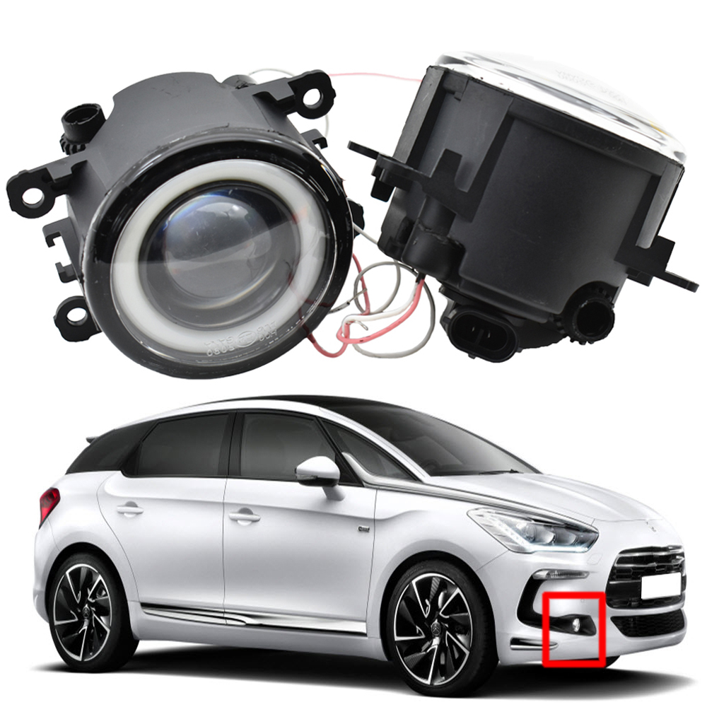 Fog light with 2 pcs Front Bumper Lamp Styling Angel Eye LED Lens 12v H11 for Citroen DS5 DS 5 2011-2018