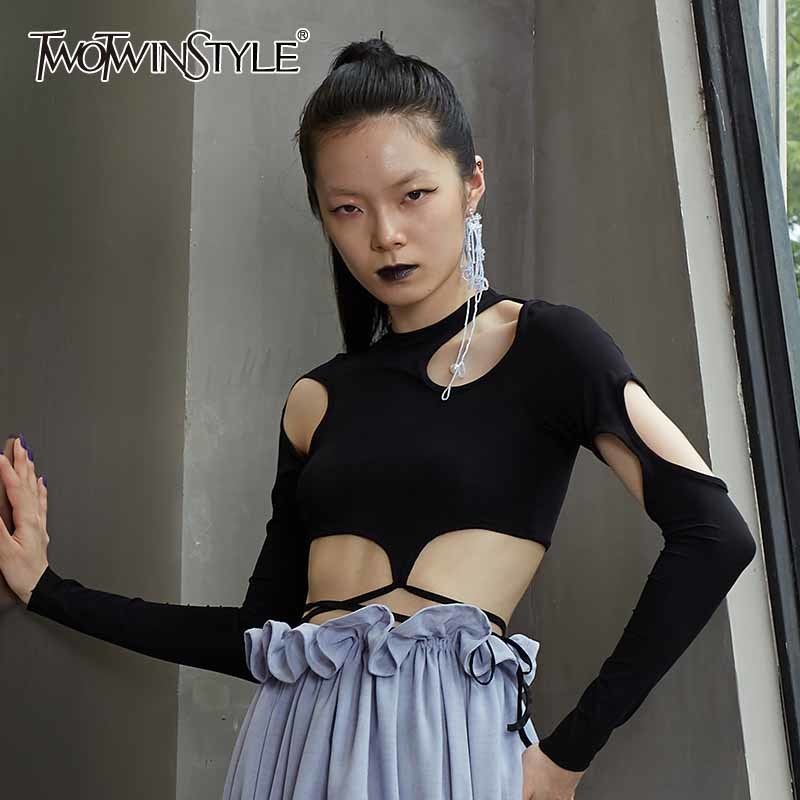 TWOWINSYLE Black Hollow Out Sexy Shirt For Women O Neck Long Sleeve Solid Skinny Shirts Females Summer Clothing Style 210524
TWOWINSYLE Black Hollow Out Sexy Shirt For Women O Neck Long Sleeve Solid Skinny Shirts Females Summer Clothing Style 210524