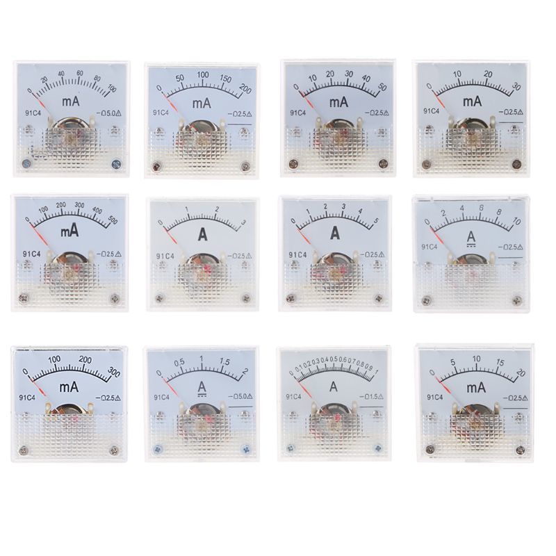 91C4 Ampometer Dc Analogue Current Meter Panel Mechanical Pointer Type 1/2/3/5/10/20/30/50/100/200/300/500mA