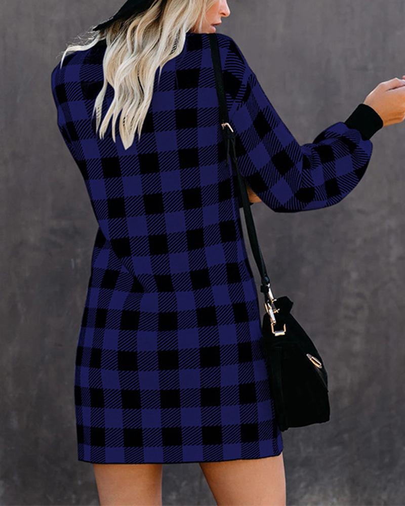 Spring Autumn Plaid Formal Work Women Dress Elegant Long Sleeve Mini Dress Ladies Casual Classic Clothes New Year Dress 210415