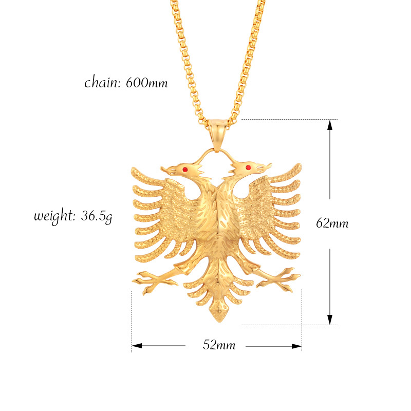 SOITIS Albania Flag Eagle Pendants Russian Emblem Necklace Coat of Arms Double Headed Eagle Stainless Steel Pendants Chain 210331