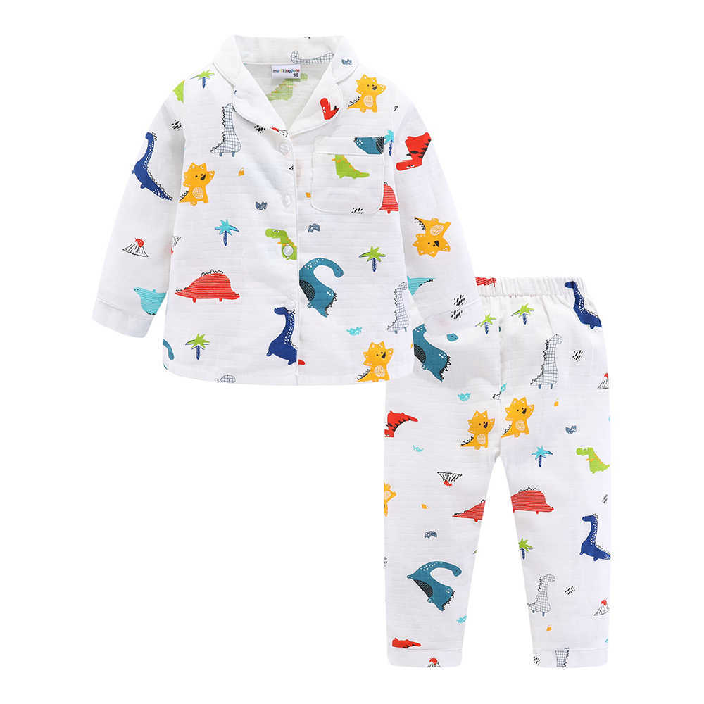 Mudkingdom Cartoon Boys Pajamas Set Turn-Down Collar Pajama Suit Long Sleeve Boy Dinosaur Jammies Kids Sleepwear 210615