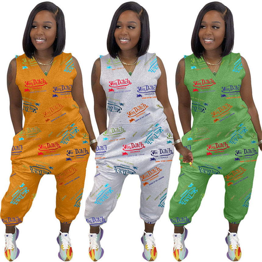 Women letter print Rompers sleeveless Jumpsuits casual overalls summer fall clothing bodysuit loose one piece pants -2XL 5054, Mix color
Women letter print Rompers sleeveless Jumpsuits casual overalls summer fall clothing bodysuit loose one piece pants -2XL 5054, Mix color