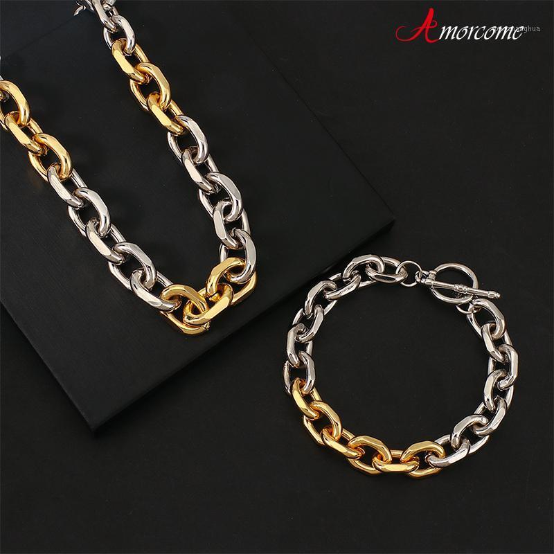 Amorcome Punk Men Women's Jewelry Set Thick Heavy Curb Cuban Chain Alloy Necklace Bracelet Sets Hip Hop Jewellry Gifts Bijoux Earrings, Silver
Amorcome Punk Men Women's Jewelry Set Thick Heavy Curb Cuban Chain Alloy Necklace Bracelet Sets Hip Hop Jewellry Gifts Bijoux Earrings, Silver