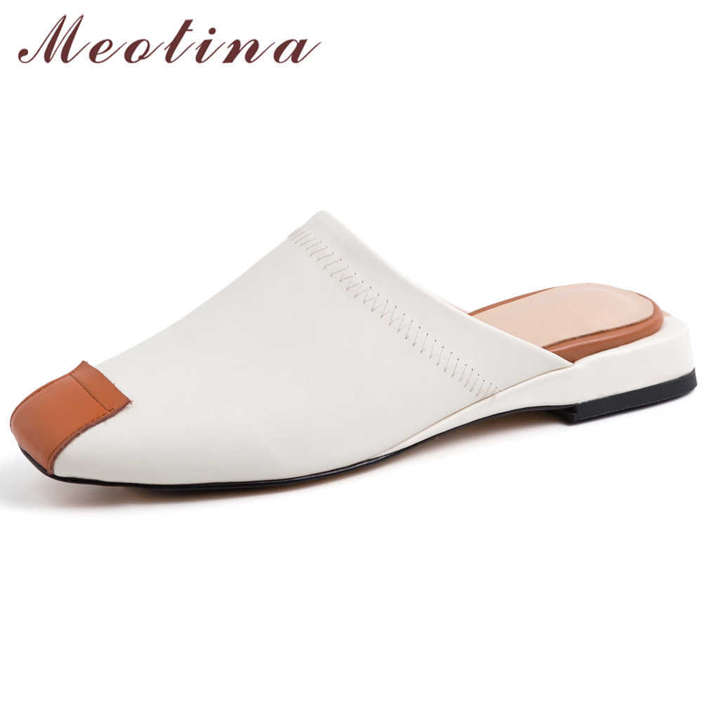 Meotina Summer Mules Shoes Women Slides Natural Genuine Leather Flat Shoes Cow Leather Square Toe Slippers Female Size 33-40 210608, Green
Meotina Summer Mules Shoes Women Slides Natural Genuine Leather Flat Shoes Cow Leather Square Toe Slippers Female Size 33-40 210608, Green
