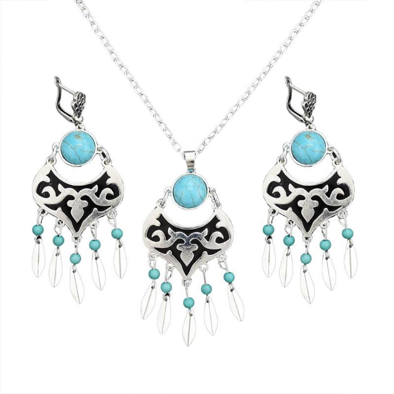 Earrings & Necklace Pendant Drop Earring Set 2 Color Antique Tibetan Tribe Ethnic Charm Women Engagement Jewelry Set., As pic
Earrings & Necklace Pendant Drop Earring Set 2 Color Antique Tibetan Tribe Ethnic Charm Women Engagement Jewelry Set., As pic