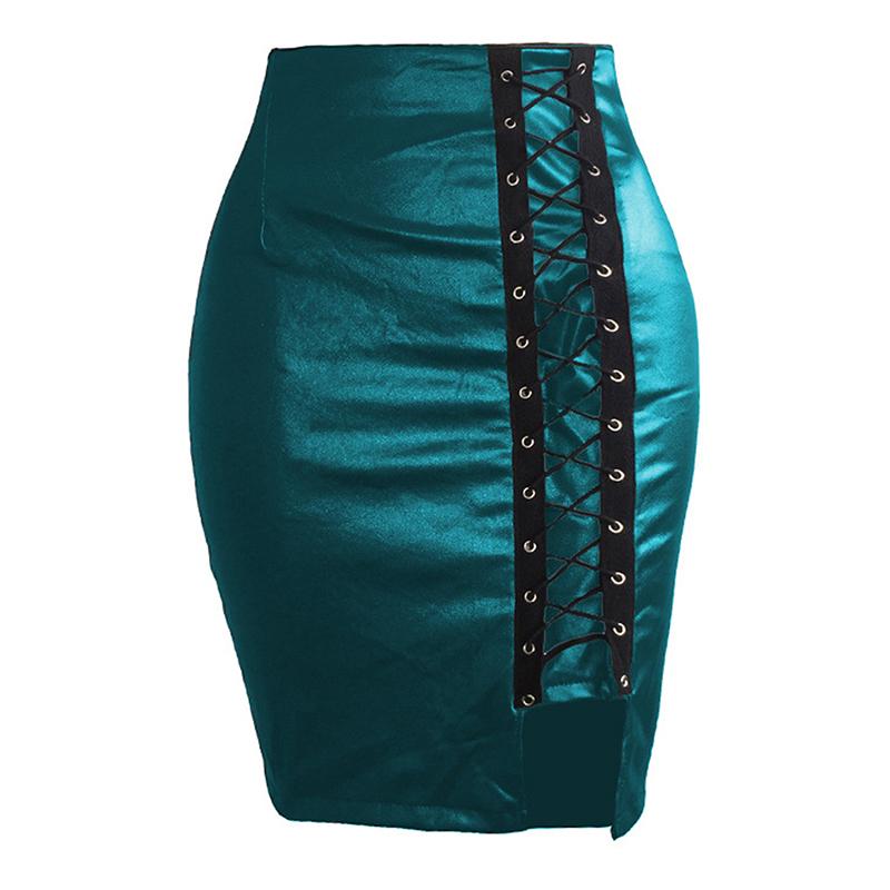 Criss Cross Women Pencil Skirts Vintage Side Split Bodycon High Waist Mini Skirt Fashion Elegant Ladies Spring