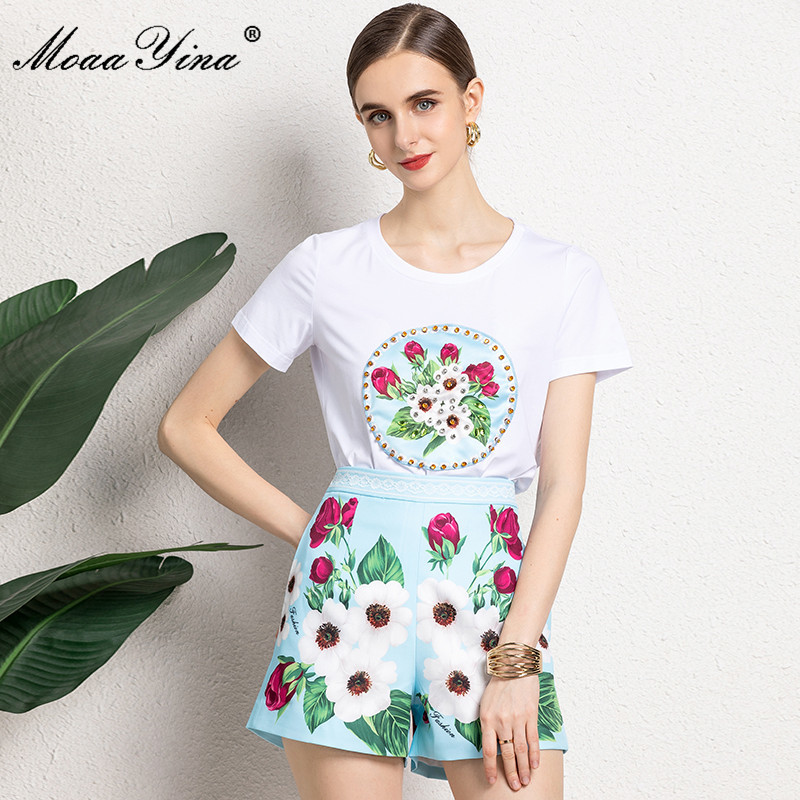 Summer Fashion Print Shorts Sets Women's Long sleeve White Casual Tops and 2 Two Piece Suit 210524, Multi
Summer Fashion Print Shorts Sets Women's Long sleeve White Casual Tops and 2 Two Piece Suit 210524, Multi