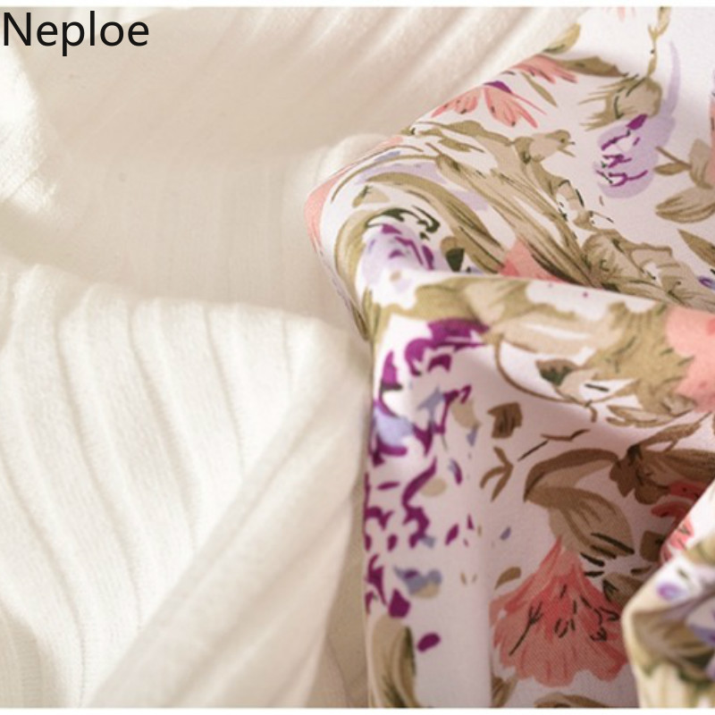 Neploe Patchwork Blouse Fashion Puff Floral Long Sleeve Women Shirts Summer New Korean Slim Sweet Blusas Top Femme 94456 210422