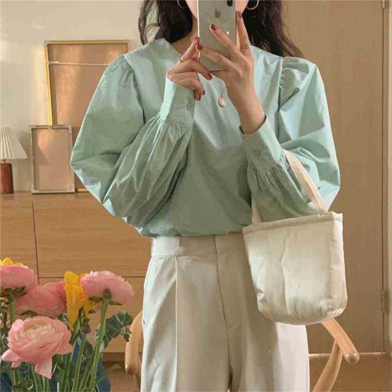 Minimalist Brief Puff Sleeves Office Lady Vintage Tops Solid Retro Chic Loose All Match Streetwear Blouses 210525, Green
Minimalist Brief Puff Sleeves Office Lady Vintage Tops Solid Retro Chic Loose All Match Streetwear Blouses 210525, Green