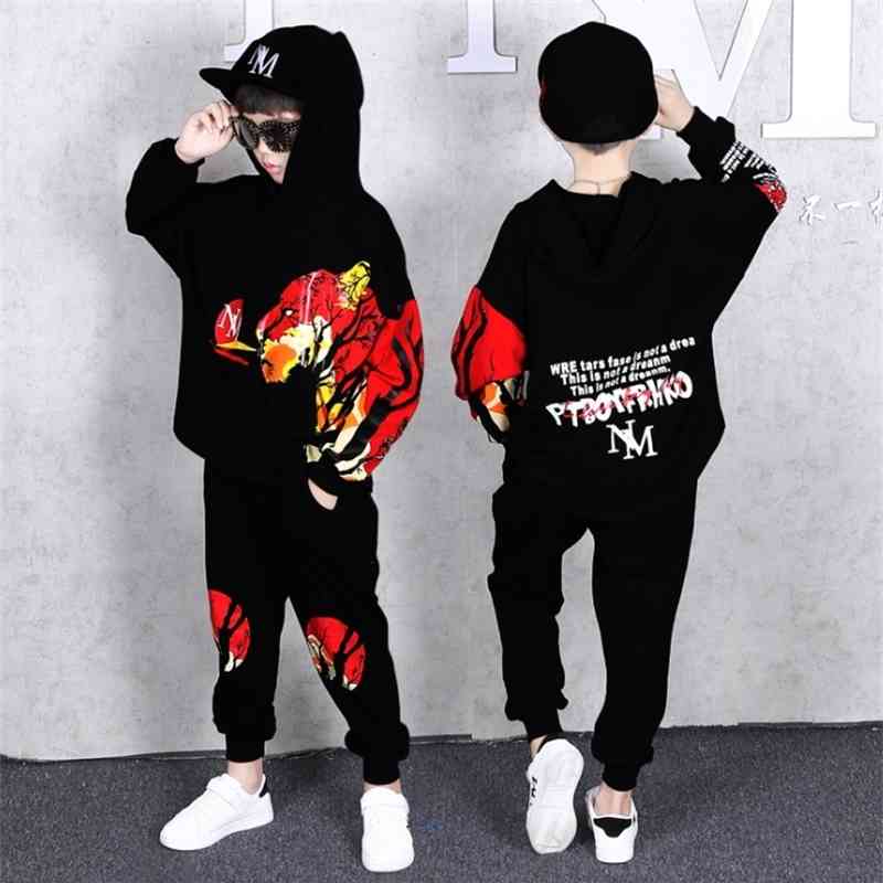 2 Pcs Children Hip hop Clothes Set Boys Girls Autumn Hoodies + Haren Pants Cotton Map Tracksuit vetement garcon 8 10 12 14 Years 201127