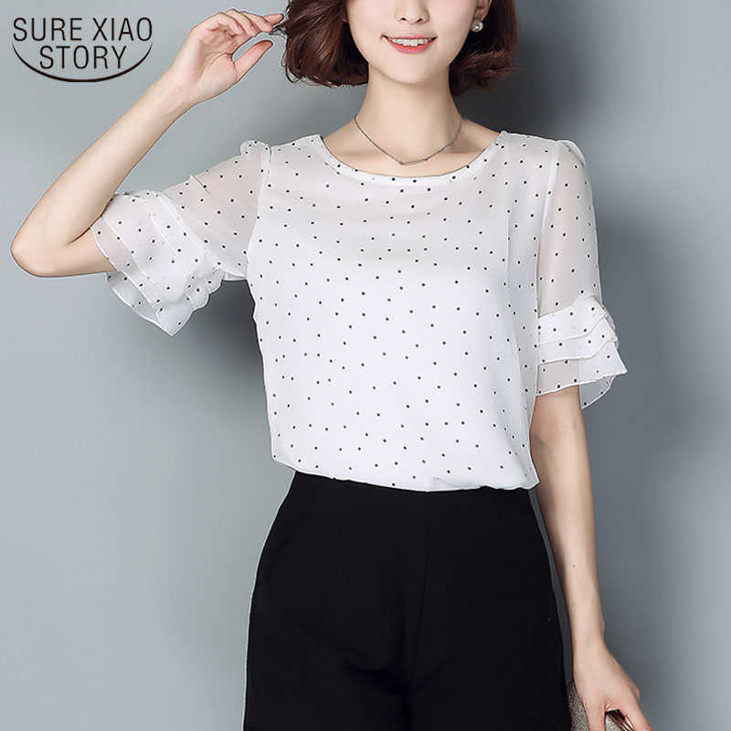 Summer Women's Chiffon Blouse Short Sleeve Plus Size Loose Polka Dot Thin Tops Casual Shirt Femme Clothing Pink White 210527
Summer Women's Chiffon Blouse Short Sleeve Plus Size Loose Polka Dot Thin Tops Casual Shirt Femme Clothing Pink White 210527