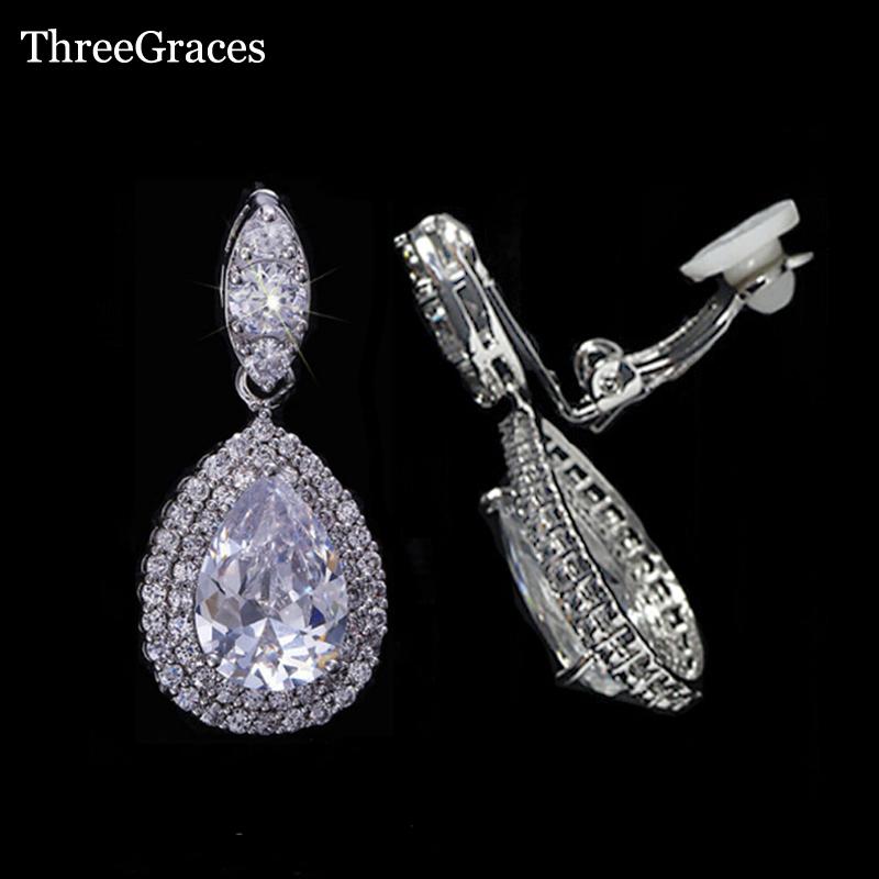 Clip-on & Screw Back ThreeGraces Luxury No Pierced Ears Style Water Drop Cubic Zirconia Crystal Women Clip On Earrings Without Piercing ER11, Silver
Clip-on & Screw Back ThreeGraces Luxury No Pierced Ears Style Water Drop Cubic Zirconia Crystal Women Clip On Earrings Without Piercing ER11, Silver