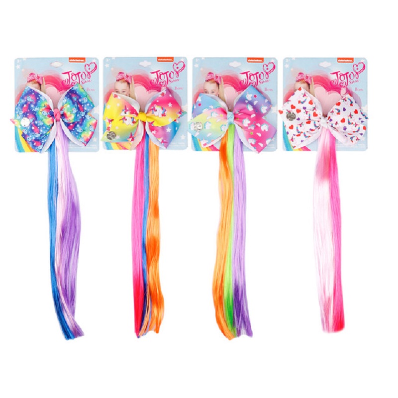 Jojo Siwa Pigtail Hair Clip for Girls Unicorn Cartoon Print Hair Bows with Colorful Wig Hairgrip Accessories by boom2016