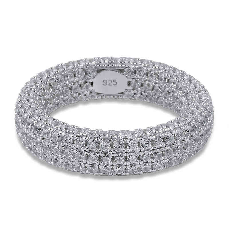 925 Silver Micro Set with Zircon Ring, Pure Jewelry Hiphop Hip Hop Personalized Men's Ring