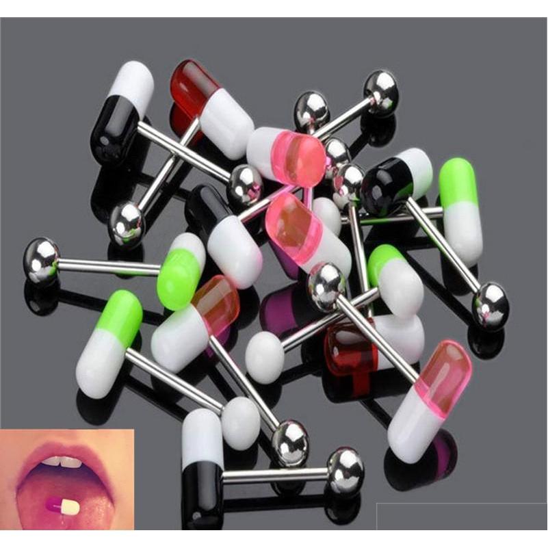 Body Piercing Jewelry Capsule Shape Tongue Bar Nipple Bars Ring Labret Lip Piercing Jewellery for Men Women Wholesale Price