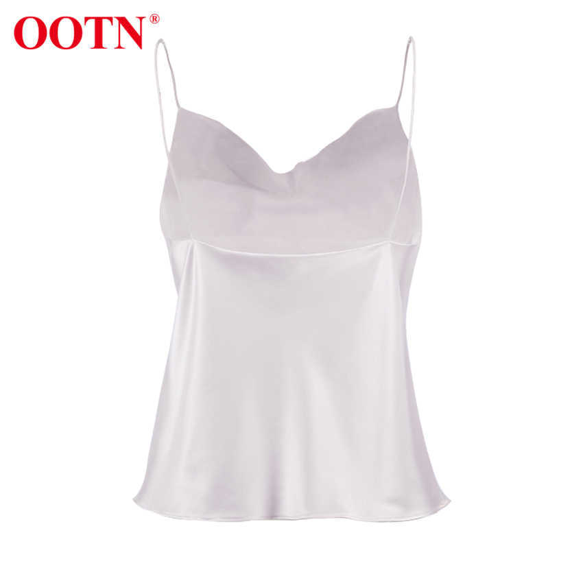 OOTN Elegant Spring Satin Black Cami Top Women Beige Silk Spaghetti Strap Camis Ladies Solid Draped Sleeveless Summer Camisole 210625