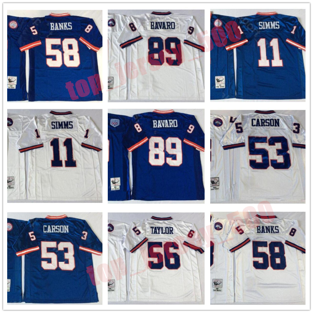 Men Women Youth NCAA Football 56 Lawrence Taylor 89 Mark Bavaro 11 Phil Simms Jersey 53 Harry Carson 58 Carl Banks Vintage Blue White, As shown in illustration
Men Women Youth NCAA Football 56 Lawrence Taylor 89 Mark Bavaro 11 Phil Simms Jersey 53 Harry Carson 58 Carl Banks Vintage Blue White, As shown in illustration