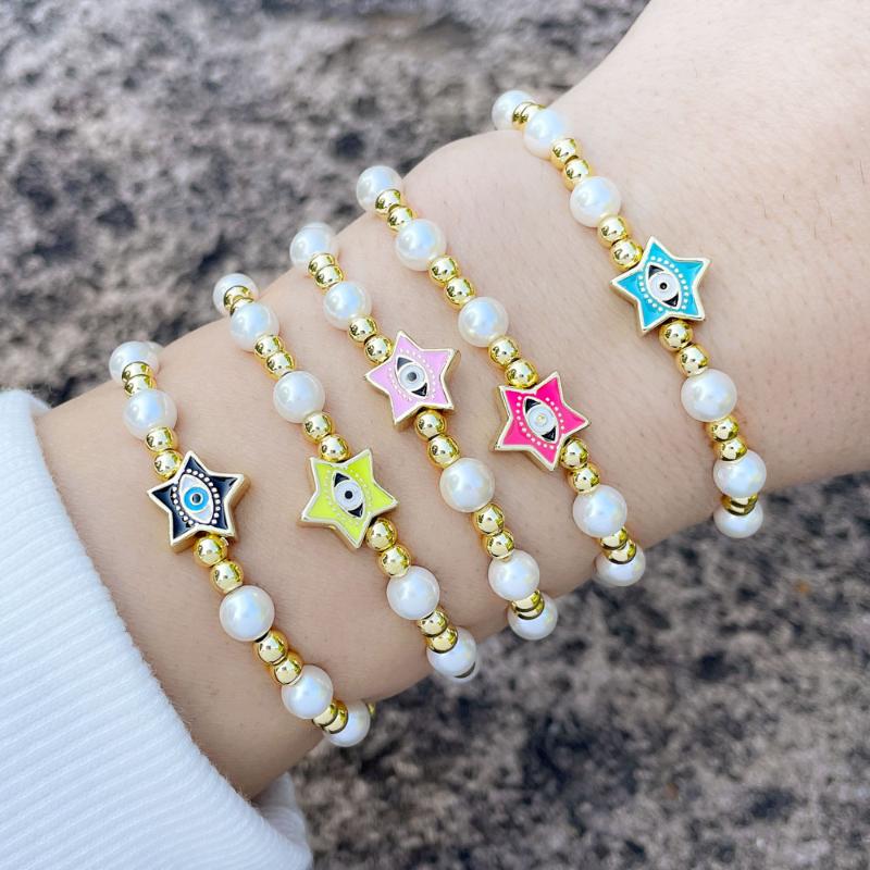 Charm Bracelets Enamel Star Greek Eye Bracelet For Women Pearls Gold Plated Beads Stackable Handmade Jewelry Pulsera Ojo Turco Brte79, Golden;silver
Charm Bracelets Enamel Star Greek Eye Bracelet For Women Pearls Gold Plated Beads Stackable Handmade Jewelry Pulsera Ojo Turco Brte79, Golden;silver