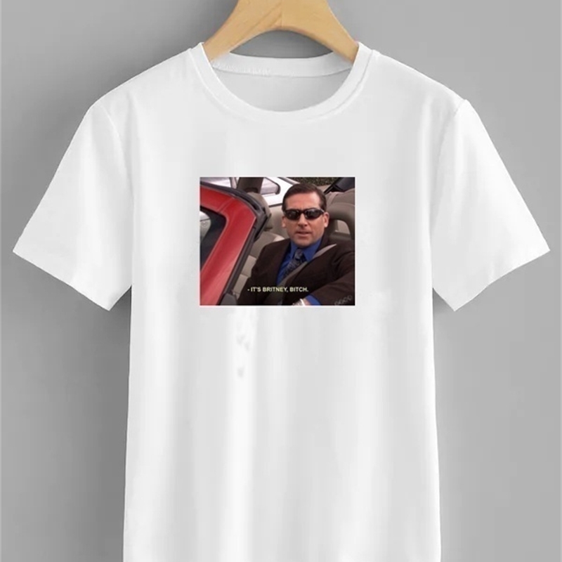 kuakuayu HJN The Office TV Show It's Britney Bitch Funny T-Shirt Hipster Grunge Printed Tee Michael Scott Dwight Schrute Shirt 210406